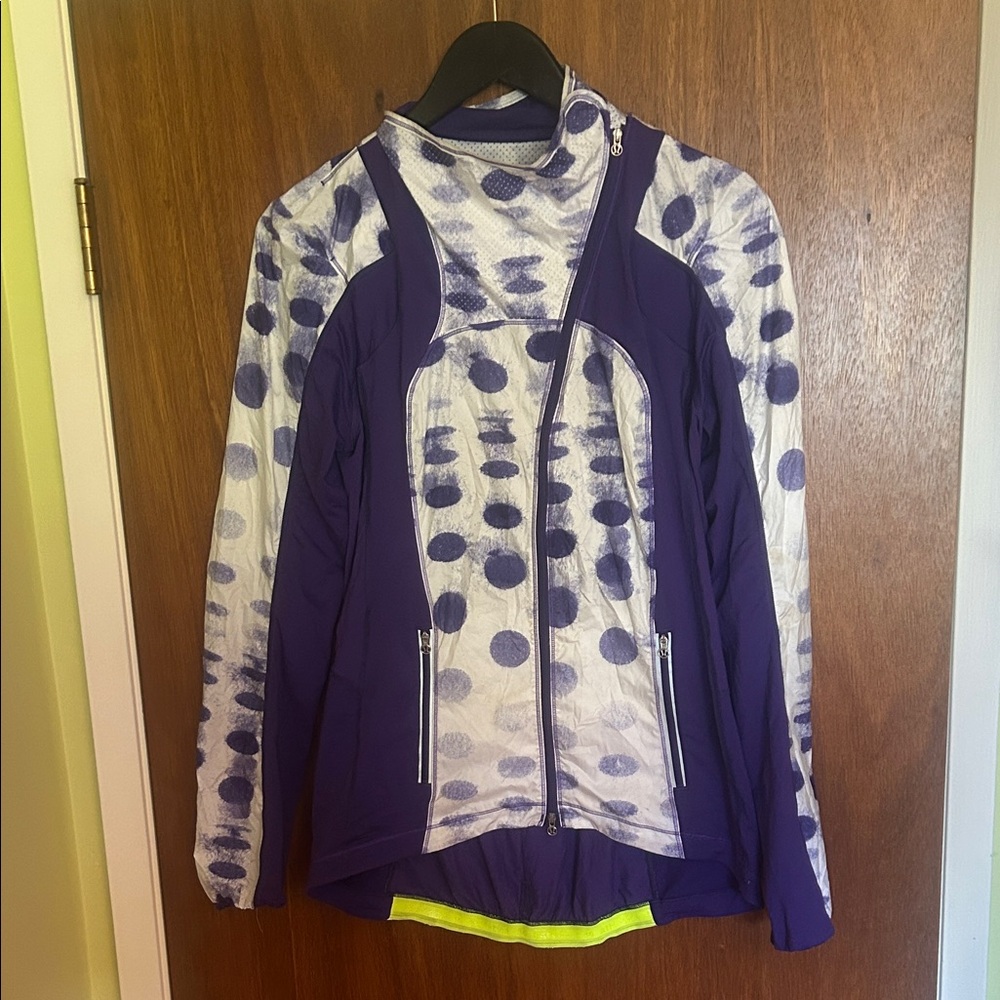lululemon athletica Purple and White asymmetrical biking jacket
